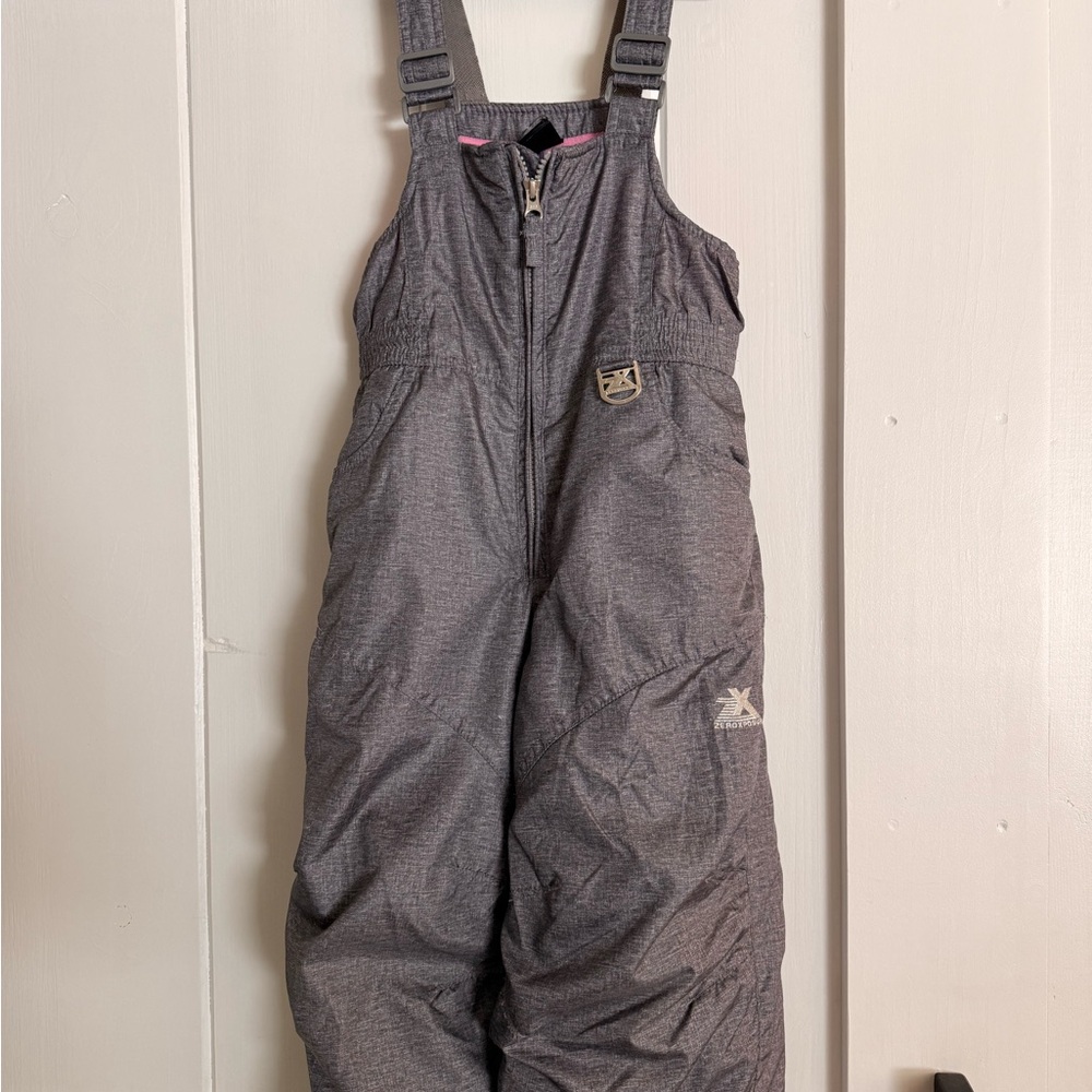 ZeroXposur Girls' Gray Insulated Snowpants Overalls size 4/5